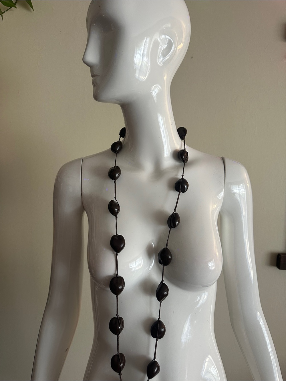 Long Black Heart Bead Necklace - Women Jewelry